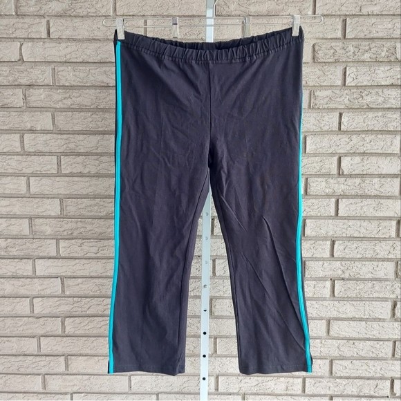 Woman Within Pants - Woman Within Black Cropped Athletic Pants w/Aqua Stripe 14/16 PETITE NWOT